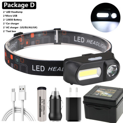 1804 Sensor XP-G Q5 esilatern 1* 18650 laetav aku LED COB pirnid Litwod liitiumioon 10w