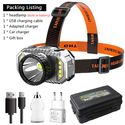 T20 LED priekinis žibintas, stipri šviesa, ypač ryškus, ant galvos montuojamas žibintuvėlis, buitinis įkraunamas naktinės žvejybos priekinis žibintas