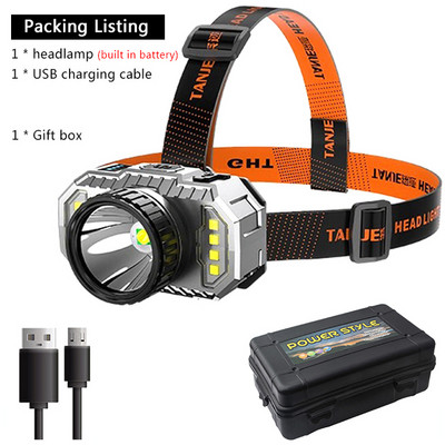 T20 LED priekinis žibintas, stipri šviesa, ypač ryškus, ant galvos montuojamas žibintuvėlis, buitinis įkraunamas naktinės žvejybos priekinis žibintas