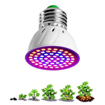 220V E27 fitolampas LED pilna spektra augšanas gaisma 60 LED augu audzēšanas spuldze siltumnīcas hidroponikas augšanas telts kastei Fitolampy