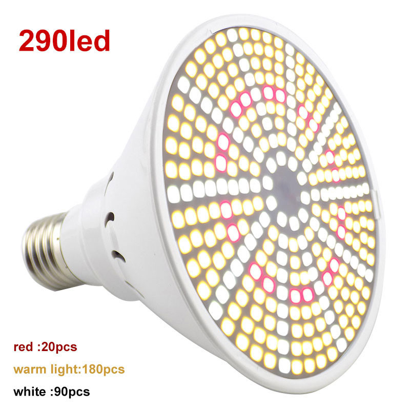 Lampă pentru plante de interior cu spectru complet 290 LED Flower Grow becuri E27 pentru vegetație cort roșu albastru Hydro soare Lampă Phyto acvariu t1