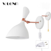 Fali lámpa Nordic fali lámpa kapcsolóval és EU/US Plug lámpával falikar hálószoba nappali dolgozószoba Ipari dekorációs világítás