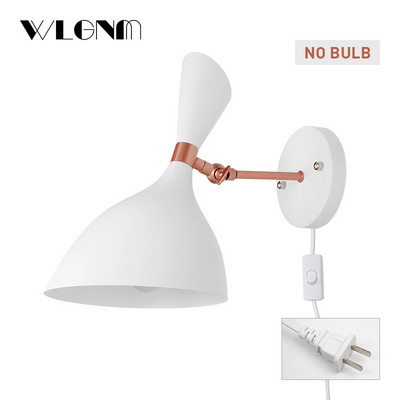 Fali lámpa Nordic fali lámpa kapcsolóval és EU/US Plug lámpával falikar hálószoba nappali dolgozószoba Ipari dekorációs világítás