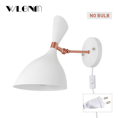 Fali lámpa Nordic fali lámpa kapcsolóval és EU/US Plug lámpával falikar hálószoba nappali dolgozószoba Ipari dekorációs világítás
