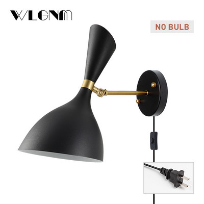 Fali lámpa Nordic fali lámpa kapcsolóval és EU/US Plug lámpával falikar hálószoba nappali dolgozószoba Ipari dekorációs világítás