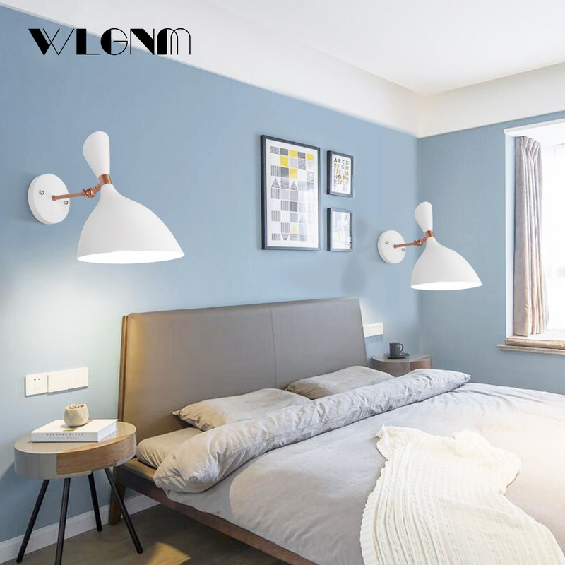 Fali lámpa Nordic fali lámpa kapcsolóval és EU/US Plug lámpával falikar hálószoba nappali dolgozószoba Ipari dekorációs világítás