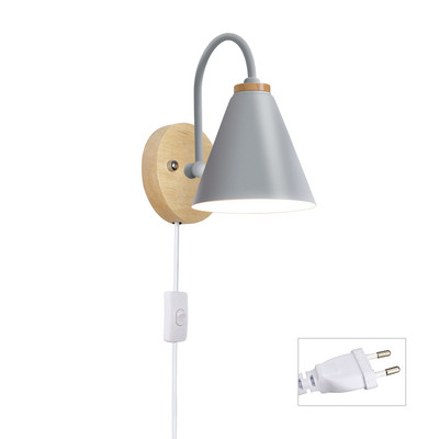 PHYVAL skandináv fa fali lámpák kapcsolóval Hálószoba Éjjeli fali lámpa Konyhához Étterem Modern fali lámpa Macaroon Sconces