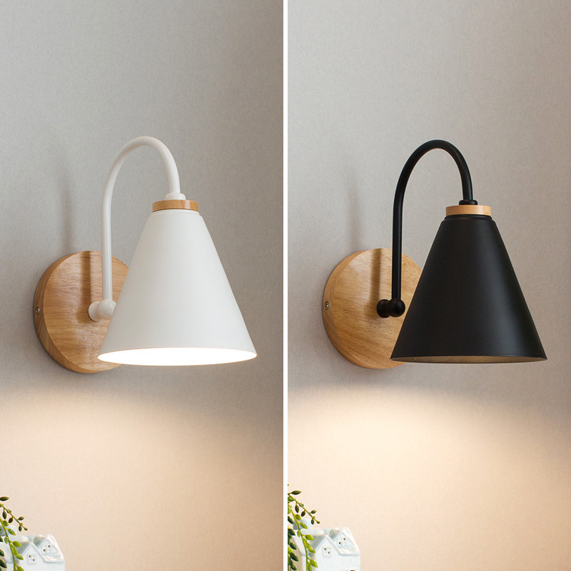 PHYVAL skandináv fa fali lámpák kapcsolóval Hálószoba Éjjeli fali lámpa Konyhához Étterem Modern fali lámpa Macaroon Sconces