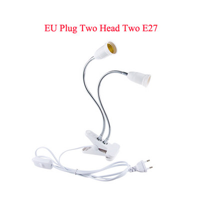 Flexibilný objímkový adaptér E27 pre LED pestovateľské osvetlenie s vypínačom ZAP/VYP zástrčkou EU/US, použitie ako stolová lampa