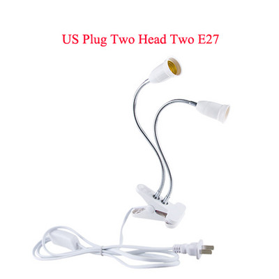 Flexibilný objímkový adaptér E27 pre LED pestovateľské osvetlenie s vypínačom ZAP/VYP zástrčkou EU/US, použitie ako stolová lampa