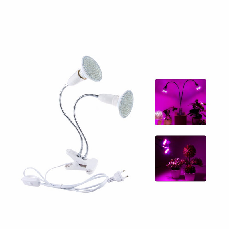 Flexibilný objímkový adaptér E27 pre LED pestovateľské osvetlenie s vypínačom ZAP/VYP zástrčkou EU/US, použitie ako stolová lampa