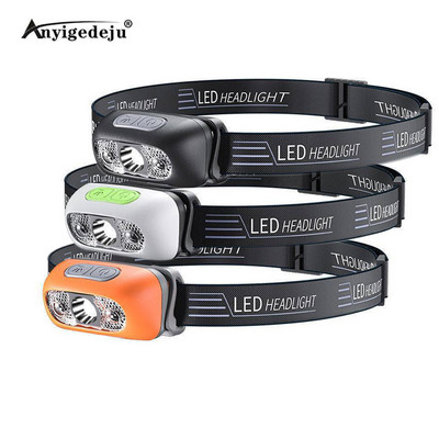 500 lumenes USB újratölthető fejlámpa mozgásérzékelő fényes XPE LED futó horgászvaku fejlámpa fényszóró infravörös érzékelő fénye