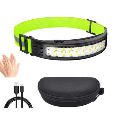 500 lumenes nagy fényerejű fejlámpa többfunkciós lámpák hordozható zseblámpa hullámérzékelő cob + led vészvilágítás kemping