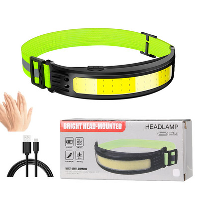 500 lumenes nagy fényerejű fejlámpa többfunkciós lámpák hordozható zseblámpa hullámérzékelő cob + led vészvilágítás kemping