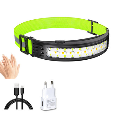 500 lumenes nagy fényerejű fejlámpa többfunkciós lámpák hordozható zseblámpa hullámérzékelő cob + led vészvilágítás kemping