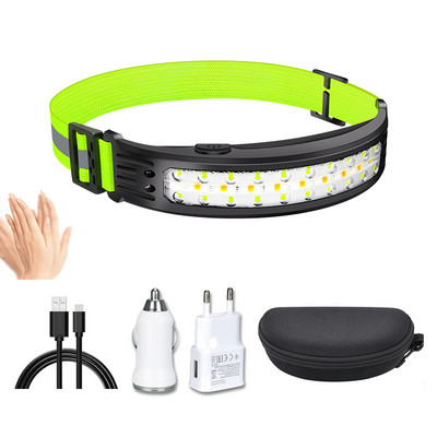 500 lumenes nagy fényerejű fejlámpa többfunkciós lámpák hordozható zseblámpa hullámérzékelő cob + led vészvilágítás kemping