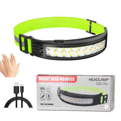 500 lumenes nagy fényerejű fejlámpa többfunkciós lámpák hordozható zseblámpa hullámérzékelő cob + led vészvilágítás kemping