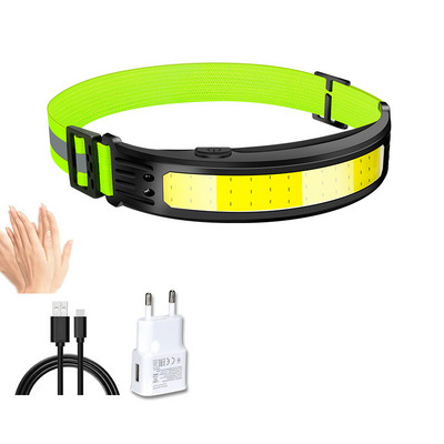 500 lumenes nagy fényerejű fejlámpa többfunkciós lámpák hordozható zseblámpa hullámérzékelő cob + led vészvilágítás kemping