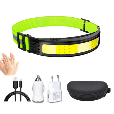 500 lumenes nagy fényerejű fejlámpa többfunkciós lámpák hordozható zseblámpa hullámérzékelő cob + led vészvilágítás kemping