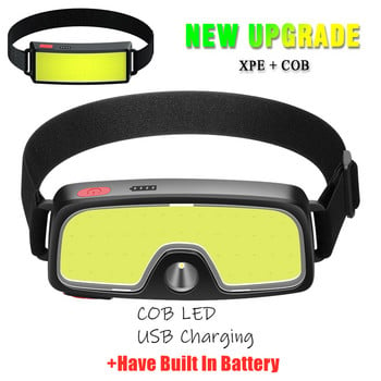 COB Flood Headlamp LED челник с вградена 1200mah батерия USB акумулаторна IPX4 водоустойчива външна домашна преносима фара