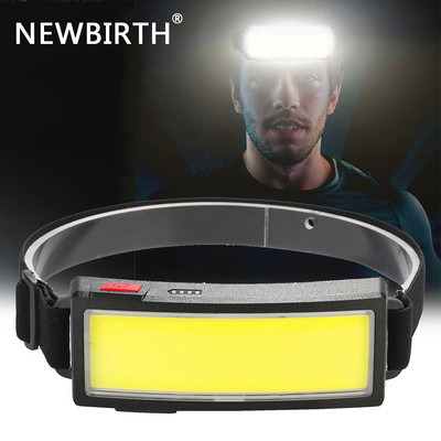 COB Flood Headlamp LED priekšējais lukturis ar iebūvētu 1200mah akumulatoru USB uzlādējams IPX4 ūdensizturīgs āra mājas pārnēsājams priekšējais lukturis