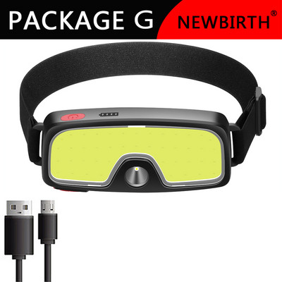 Čelovka COB Flood LED s vstavanou batériou 1200 mAh, nabíjateľná cez USB, vodotesná, IPX4, prenosná vonkajšia domáca svetlometka