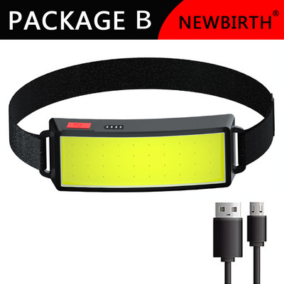 Čelovka COB Flood LED s vstavanou batériou 1200 mAh, nabíjateľná cez USB, vodotesná, IPX4, prenosná vonkajšia domáca svetlometka