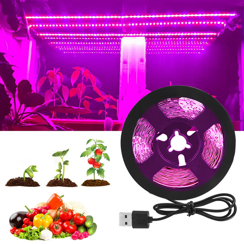 5V USB LED Grow Light teljes spektrumú LED szalag 2835 60LED/m Fito lámpa Asztali növénynövekedéshez Fény palánta virág növényi lámpa