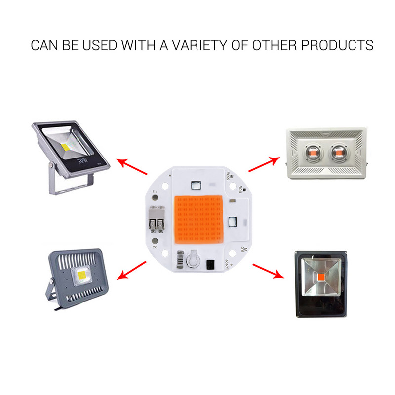 50 W 70 W 100 W LED augšanas gaisma COB mikroshēma, pilns spektrs augiem, kas aug iekštelpās, telts kastes metināšanai bez maiņstrāvas 220 V 110 V fitolampa