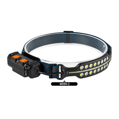 LED COB priekšējo lukturu sensora priekšējā luktura lukturītis ar iebūvētu akumulatoru USB uzlādējams galvas luktura darba lukturītis