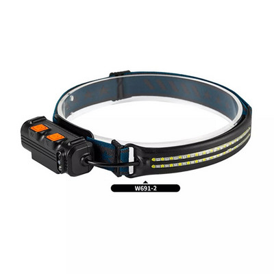 LED COB priekšējo lukturu sensora priekšējā luktura lukturītis ar iebūvētu akumulatoru USB uzlādējams galvas luktura darba lukturītis