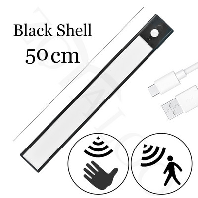 Ultra tenká LED nástenná lampa so senzorom pohybu a senzorom ručného zametania pod skrinku, lampa na šatník pre kuchynské skrinky