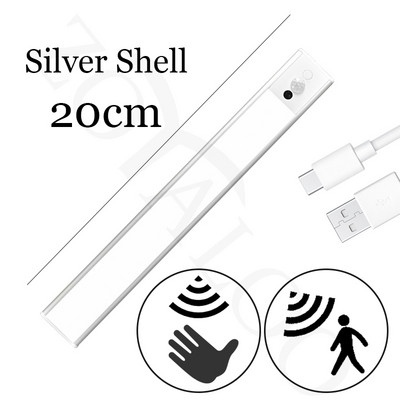 Ultra tenká LED nástenná lampa so senzorom pohybu a senzorom ručného zametania pod skrinku, lampa na šatník pre kuchynské skrinky