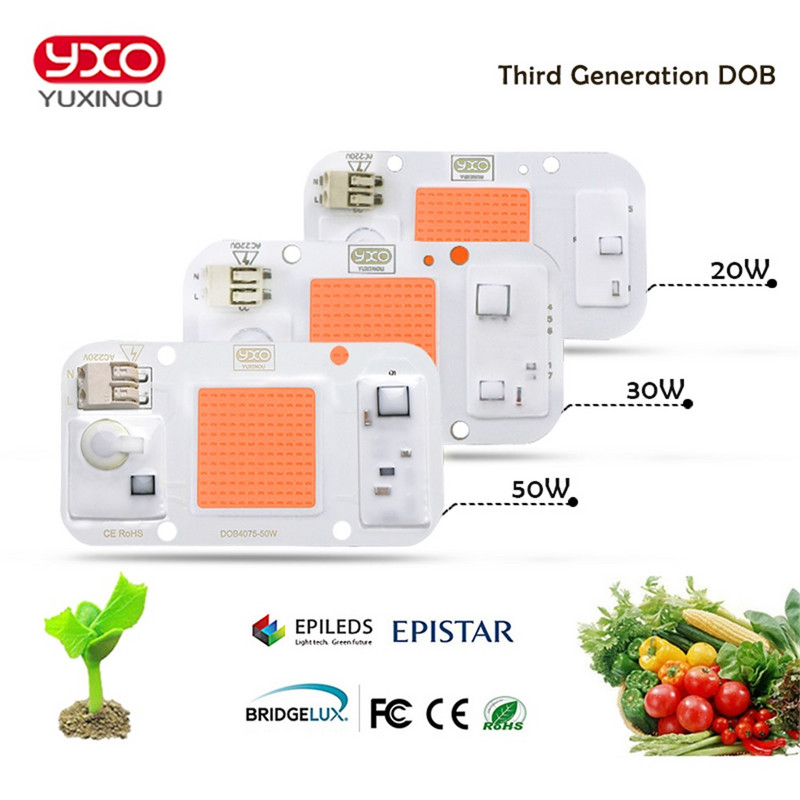 LED pestovateľská COB čipová fytolampa s plným spektrom AC220V 10W 20W 30W 50W pre vnútorné rastliny, pestovanie sadeníc a osvetlenie rastu kvetov