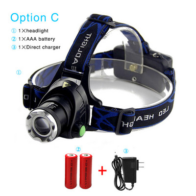 Led priekinio žibinto priekinis žibintas 18650 Baterinis žibintuvėlis Didelio galingumo T6 led galvos žibintuvėlis priekinis žibintas 18650 priekinis žibintas skirtas žvejybai