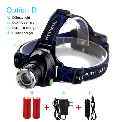 Led priekinio žibinto priekinis žibintas 18650 Baterinis žibintuvėlis Didelio galingumo T6 led galvos žibintuvėlis priekinis žibintas 18650 priekinis žibintas skirtas žvejybai