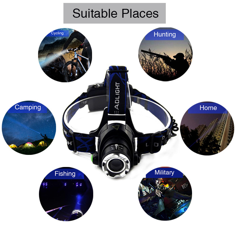 Led priekinio žibinto priekinis žibintas 18650 Baterinis žibintuvėlis Didelio galingumo T6 led galvos žibintuvėlis priekinis žibintas 18650 priekinis žibintas skirtas žvejybai