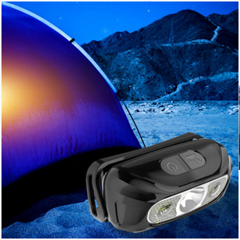 Μίνι επαναφορτιζόμενος αισθητήρας LED Προβολέας Ισχυρός προβολέας Camping Fishing USB Head Φακός Φωτός εξωτερικού χώρου Φορητός φανός φακού