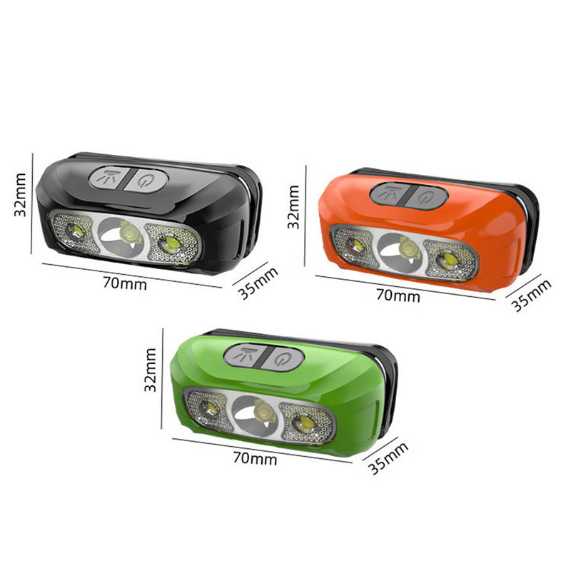 Mini újratölthető LED érzékelős fejlámpa Erőteljes fényszóró kemping horgászáshoz USB fejes zseblámpa kültéri lámpa hordozható zseblámpa