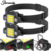 COB+XPG Lanternă frontală montată pe cap USB TYPE-C Lanternă LED cu încărcare Lampă de lucru magnetică Roșu Albastru Intermitent Far de călătorie de noapte