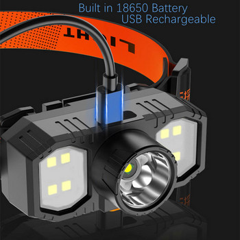 Нов преносим Q5+COB LED челник с вградена 18650 батерия USB акумулаторна мини фенерче фенер фар за къмпинг на открито