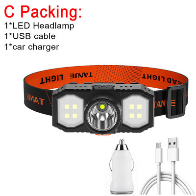 Uus kaasaskantav Q5+COB LED-esilatern koos sisseehitatud 18650 akuga USB-taaslaetava minitaskulampi laternaga välimatka esituli