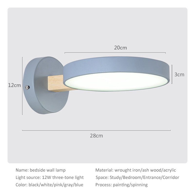 Nordic fali lámpák fa lámpatest lámpatest Modern éjjeli hálószoba lámpák kerek fa LED-es lámpák lakberendezési beltéri világítás