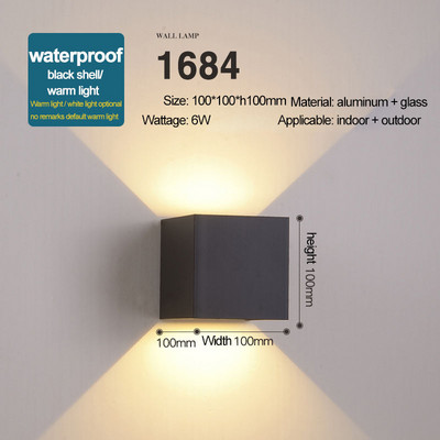 HIENA apvali kvadratinė lemputė Modernūs sieniniai šviestuvai sodo verandoje Ip65 vandeniui atsparus aukštyn žemyn apšvietimas lauko LED miegamojo lempos sieninis dekoras