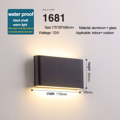 HIENA apvali kvadratinė lemputė Modernūs sieniniai šviestuvai sodo verandoje Ip65 vandeniui atsparus aukštyn žemyn apšvietimas lauko LED miegamojo lempos sieninis dekoras