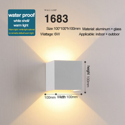 HIENA apvali kvadratinė lemputė Modernūs sieniniai šviestuvai sodo verandoje Ip65 vandeniui atsparus aukštyn žemyn apšvietimas lauko LED miegamojo lempos sieninis dekoras