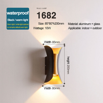 HIENA apvali kvadratinė lemputė Modernūs sieniniai šviestuvai sodo verandoje Ip65 vandeniui atsparus aukštyn žemyn apšvietimas lauko LED miegamojo lempos sieninis dekoras