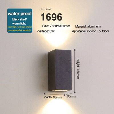 HIENA apvali kvadratinė lemputė Modernūs sieniniai šviestuvai sodo verandoje Ip65 vandeniui atsparus aukštyn žemyn apšvietimas lauko LED miegamojo lempos sieninis dekoras