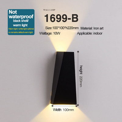 HIENA apvali kvadratinė lemputė Modernūs sieniniai šviestuvai sodo verandoje Ip65 vandeniui atsparus aukštyn žemyn apšvietimas lauko LED miegamojo lempos sieninis dekoras