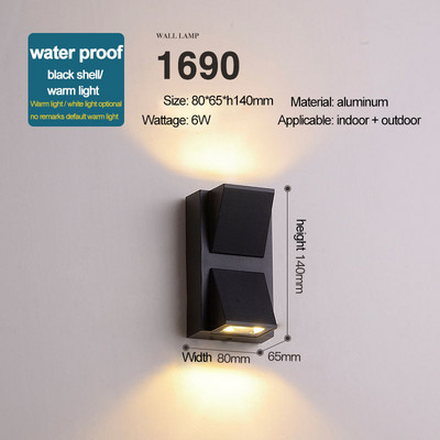 HIENA apvali kvadratinė lemputė Modernūs sieniniai šviestuvai sodo verandoje Ip65 vandeniui atsparus aukštyn žemyn apšvietimas lauko LED miegamojo lempos sieninis dekoras